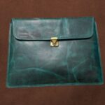 teal leather portfolio